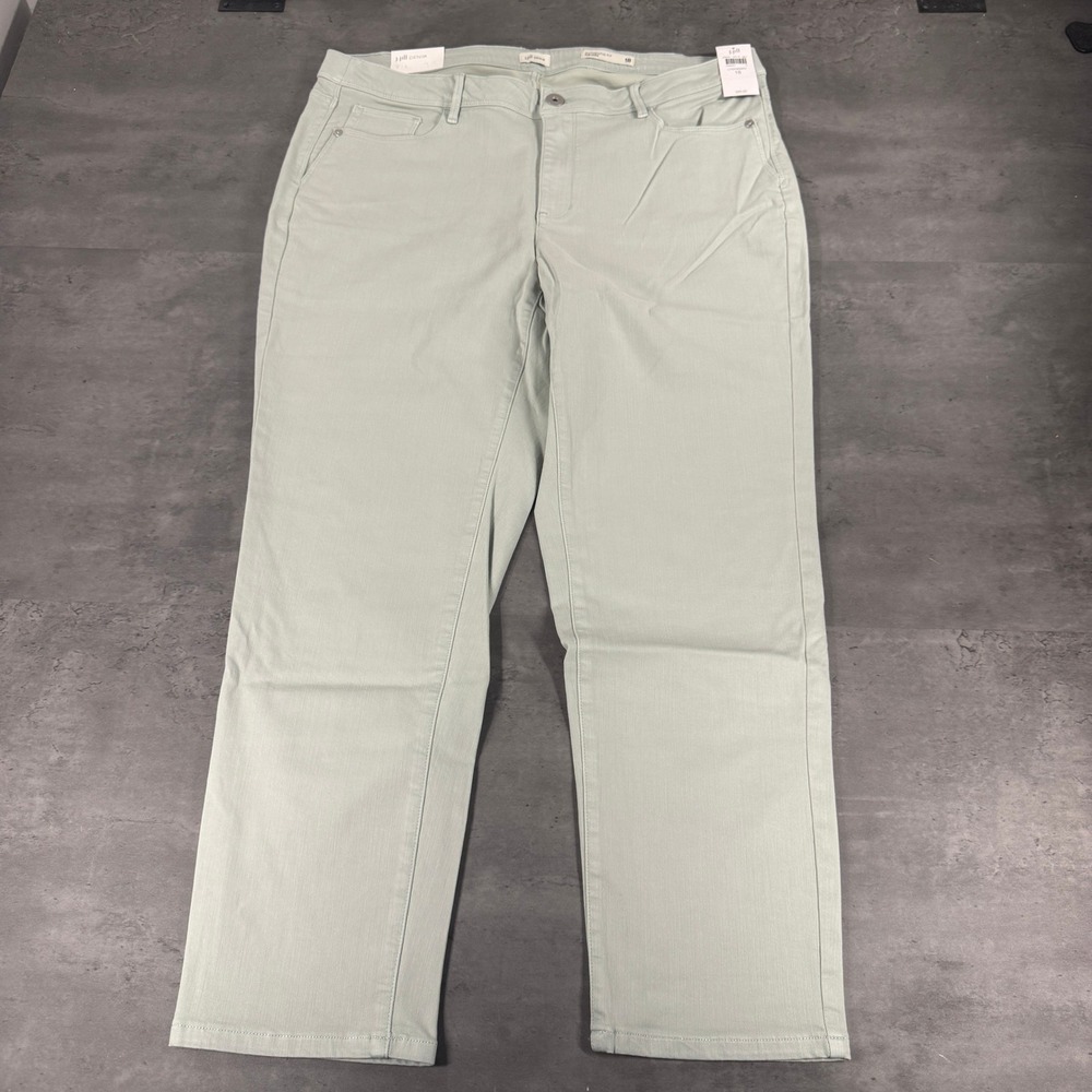 J Jill Pants Women 18 Authentic Fit Slim Ankle Light Sage Mist Stretch Denim $89